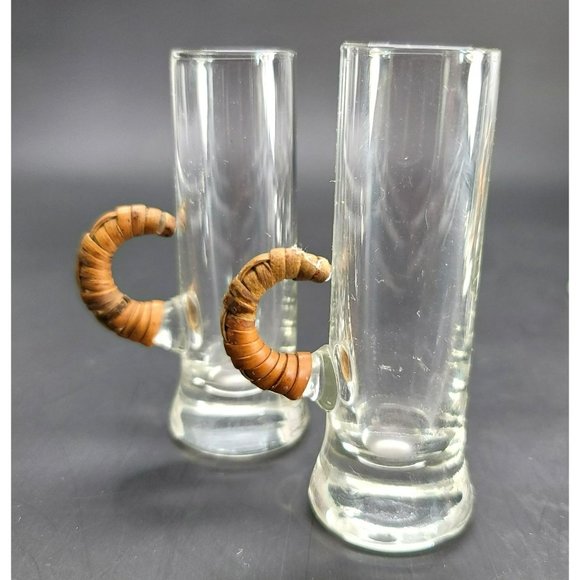 Carl Aubock Scandinavian Glasses Set Barware Mid Century Wrapped Cane Cr605 - Picture 5 of 10